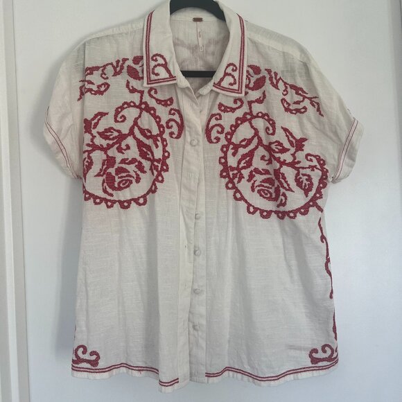 Free People Floral Embroidered Top (Bottoms for sale too in my shop!) - Picture 1 of 4